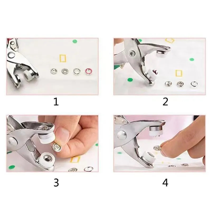 Red Button Press Tool with 25 Snaps for DIY Sewing